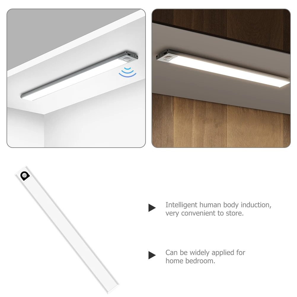 

Smart LED Strip 30CM Silver Sensor Closet Light Bar Slim Rechargeable Under Cabinet Kitchen Lighting LED Night