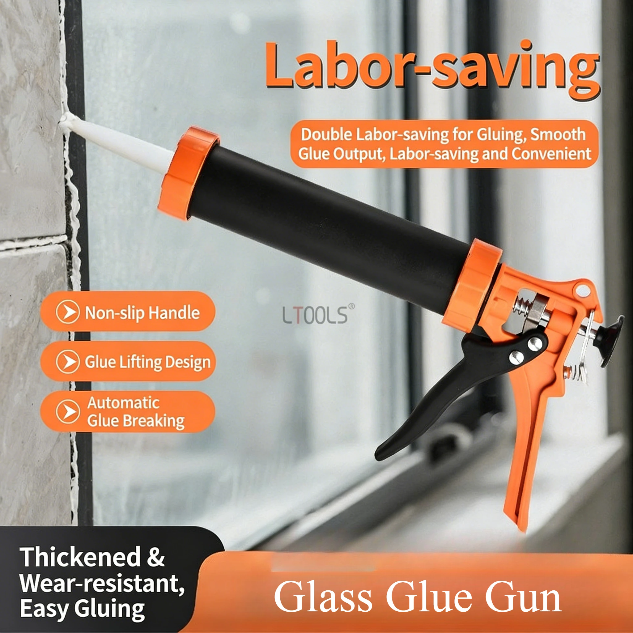 

10/15Inch Glass Glue Gun Universal 360 ° Rotatable Caulking Gun Labor-saving Automatic Caulk Tool Household Sealing Silicone Gun