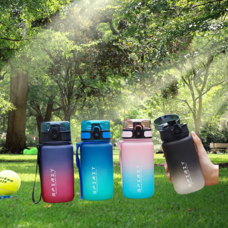 500ml/650ml Gradient Sports Water Bottle with Time Marker - Leak-Proof, Durable PC Material for Cycling, Running & Fitness