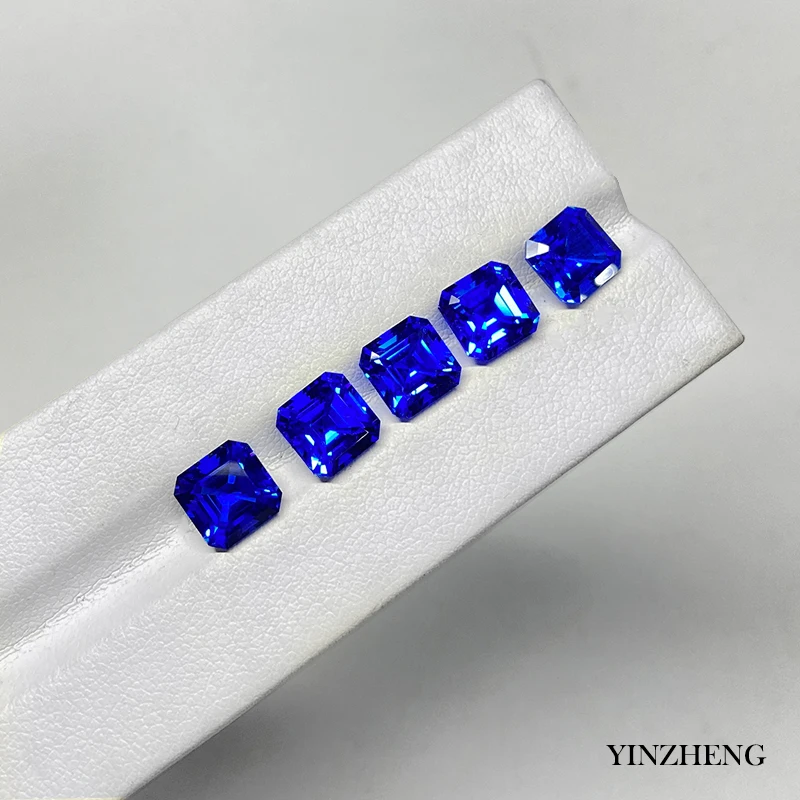 Loose gemstones high quality Lab grown Asscher cut shape Cobalt spinel gems for Jewelry making material