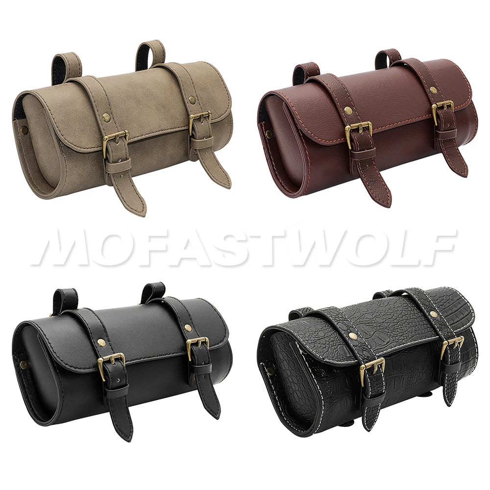 PU motocykl Cruiser torba na narzędzia widelec kształt beczki kierownica przedni widelec torba czarna kierownica przedni widelec torba motocyklowa sakwa