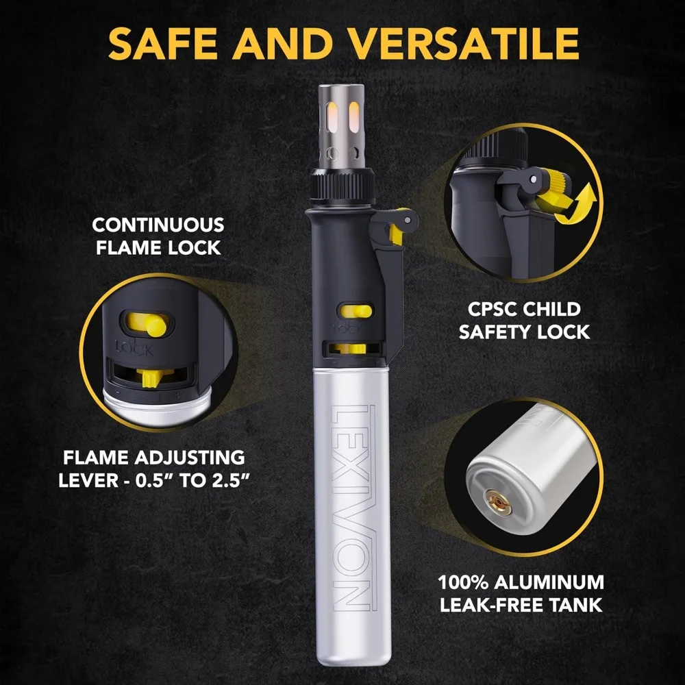 Cordless Butane Soldering Iron Kit with Adjustable Flame and 7 Tips | Pro Grade 125W Equivalent for Multi-Purpose Use