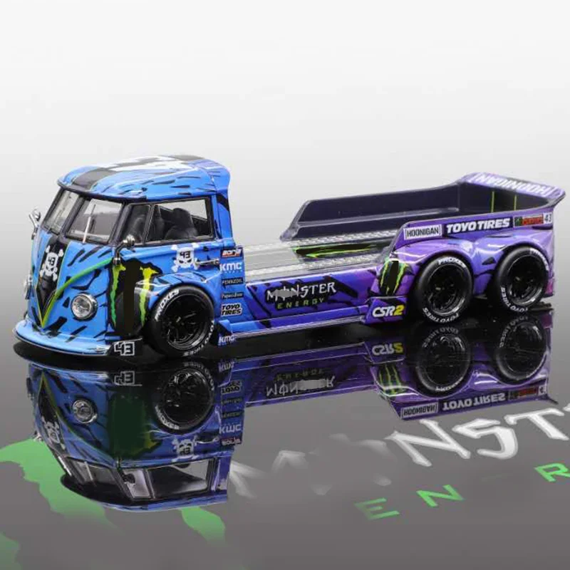 Liberty64 1:64 T1 Modified Trailer Transport Vehicle Simulation Alloy Miniature Die-Casting Car Model Custom Toy Gift Collection