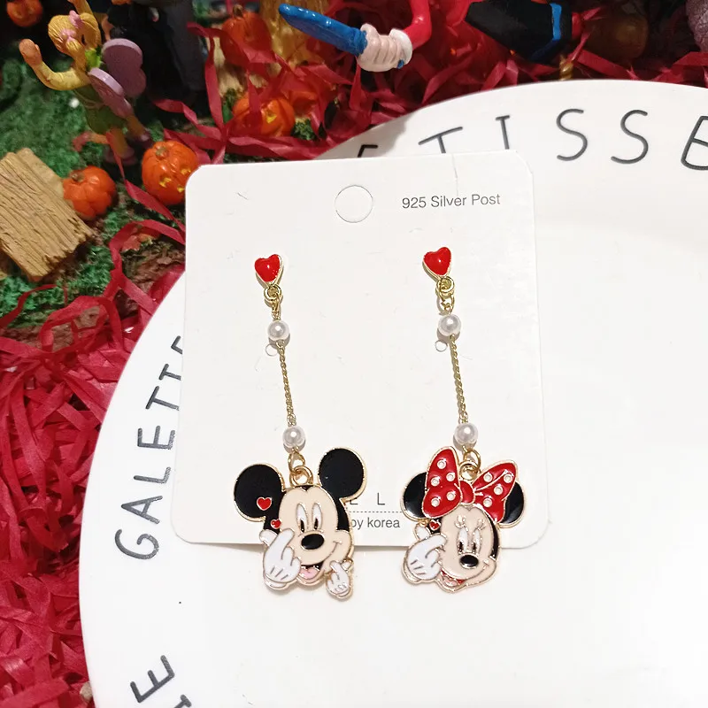 Disney Cartoon Mickey Earrings  Asymmetrical Cute Mickey Mouse Earrings New Fashion Jewelry Accessories Gifts for Girls