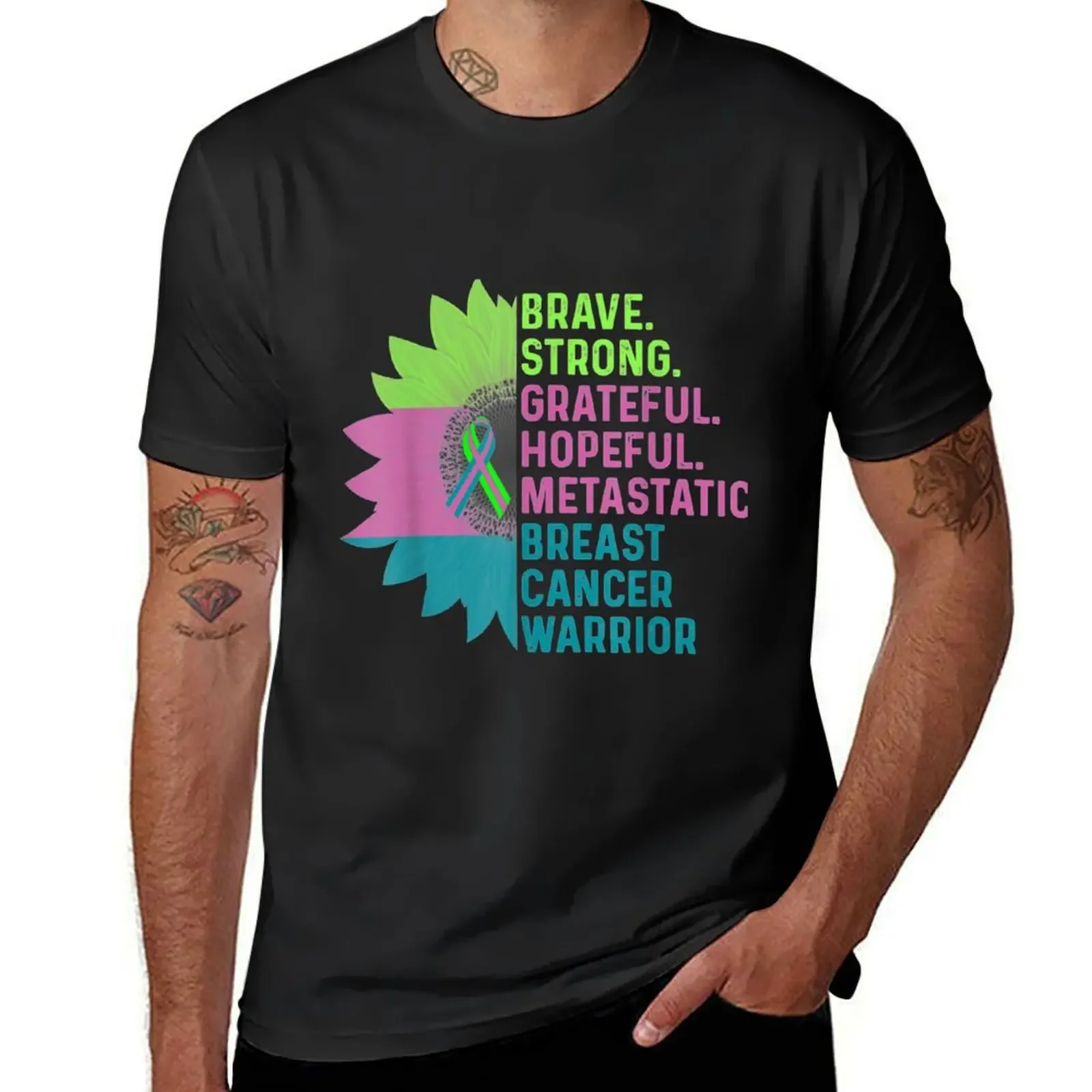 Metastatic Breast Cancer Awareness Care Warrior T-Shirt aesthetic clothes customizeds korean fashion baggy shirts Men's t shirts