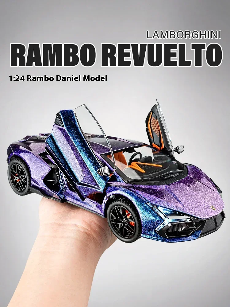 1:24 Lamborghini Revuelto Alloy Metal Diecast Model Car Sound and Light Children Toys Collecting Hobbies Gifts With Boys Present