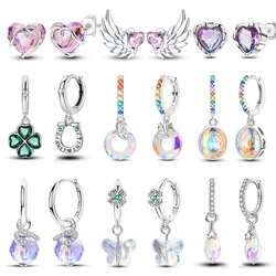 Earrings 925 Silver Shining Heart Shaped Zircon Butterfly Hoop Earrings For Women Engagement Birthday Proluxe Fine Jewelry Gift