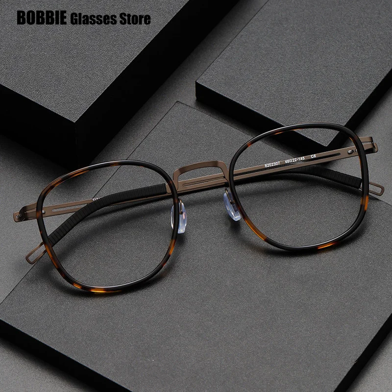 Brand Design Rubber Titanium Glasses Frame for Men Vintage Square Round Prescription Eyewear Myopia Optical Eyeglasses Spectacle