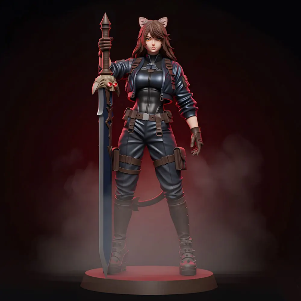 1/24 7.5cm Female Warrior Resin Model Kits GK Miniature 3D Printed Gray Model Figurine DIY Doll Model Unassembled And Unpainted