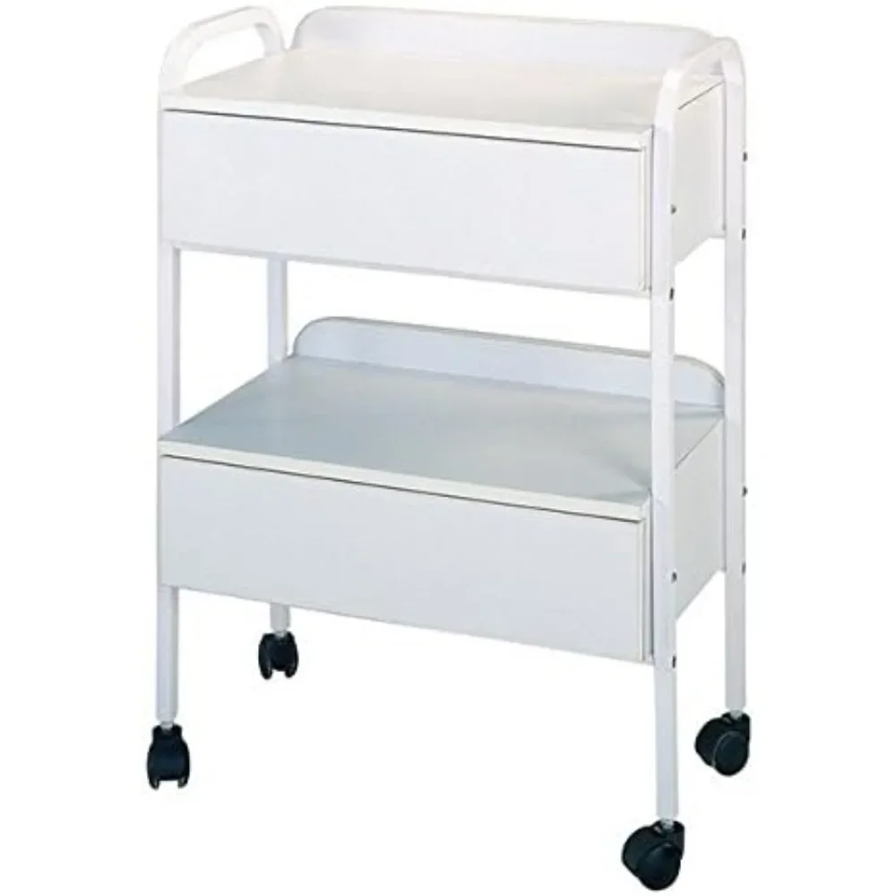 

Utility Cart for Salons & Spas, Heavy-Duty All-Wood Construction, 2 XL Storage Drawers, Large Top Workspace, Rolling Casters