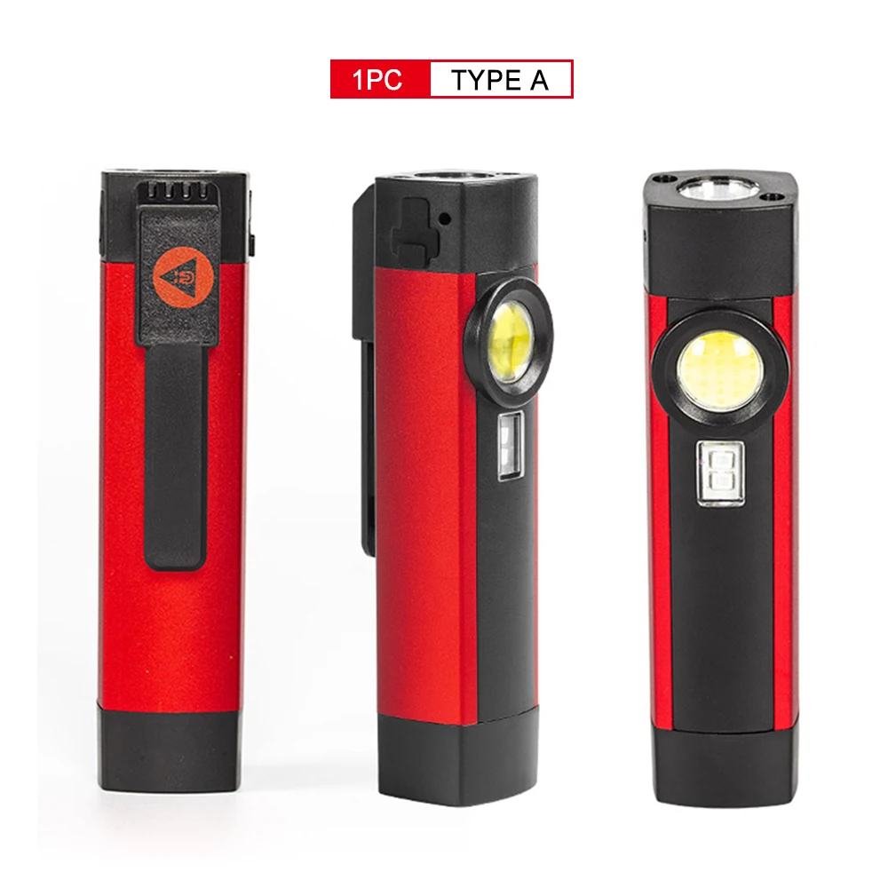 Powerful Work Light COB LED Flashlight Magnetic Work Lamp USB Rechargeable Torch Inspection Light with Red / White Light 4 Modes