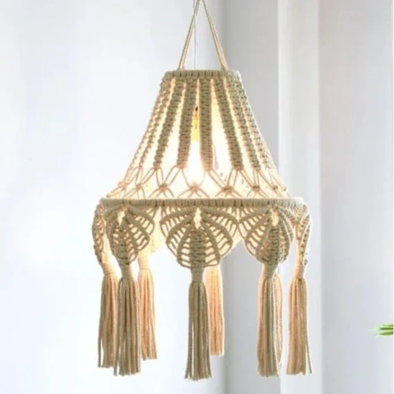 

Homestay Room Decoration Lampshade Tapestry Nordic Handmade Woven Pendant Lamp Lampshade