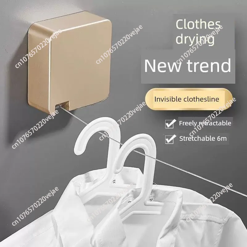 Household Indoor 6-meter Invisible Clothesline, No Punching, Wall Hanging, Balcony, Bathroom, Clothes Drying 304 Wire Rope