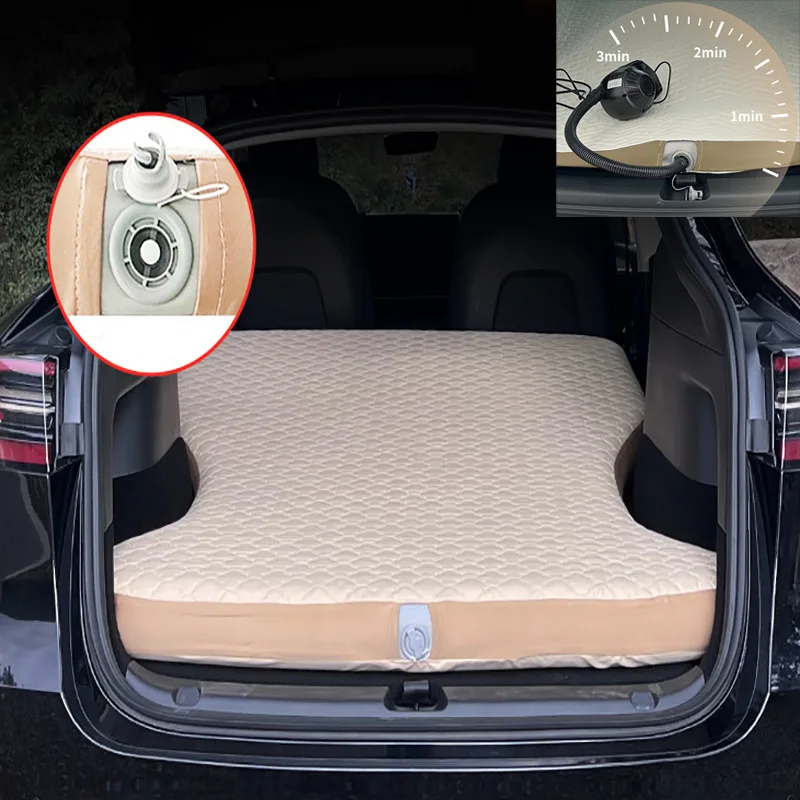 Model Y Inflatable Mattress 10cm Thickness Car Air Matt Soft and Hard Adjustable Car Travel Bed with Self-locking Air Nozzles