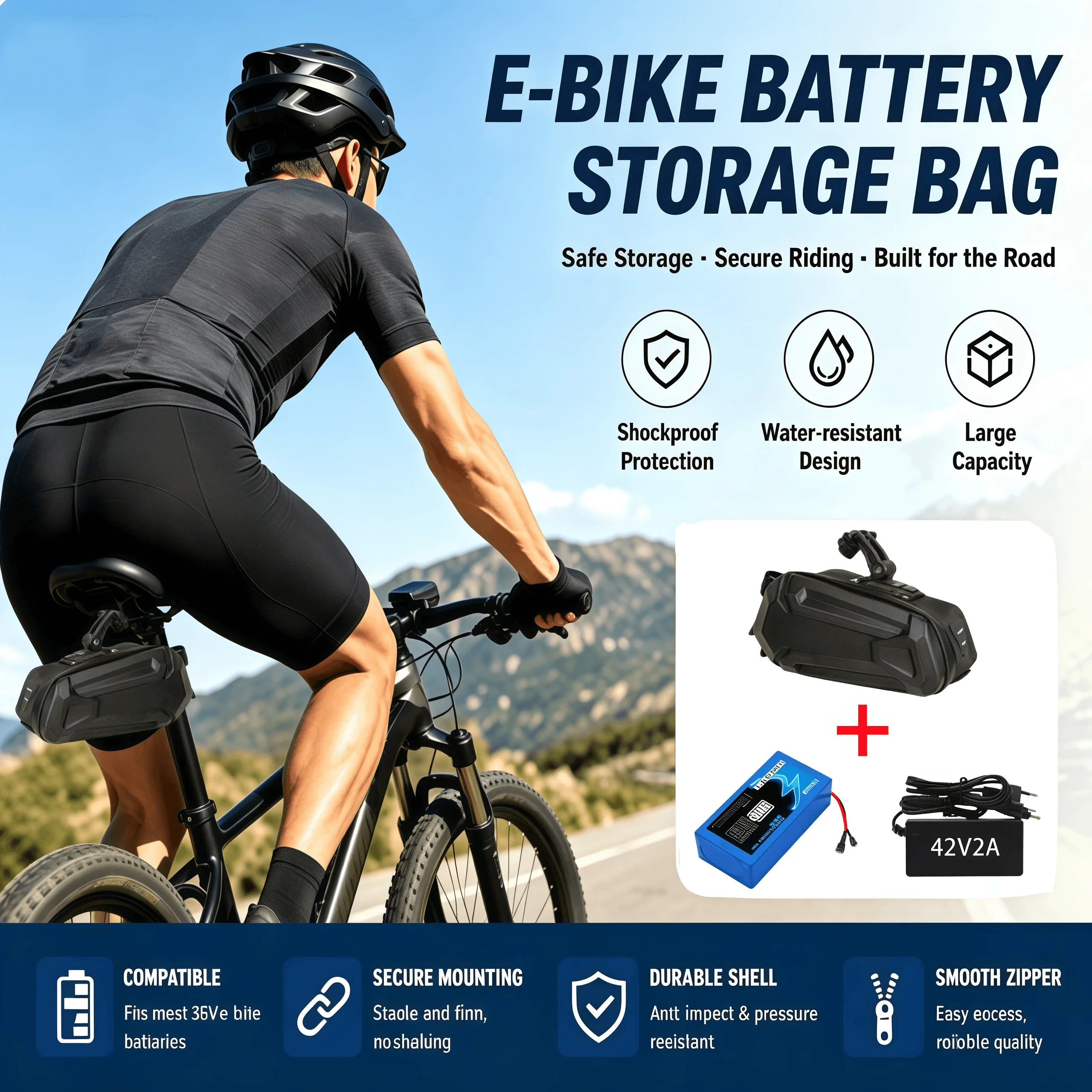 36V electric bicycle battery pack 10Ah/15Ah rechargeable lithium battery, intelligent BMS and charger, battery pack
