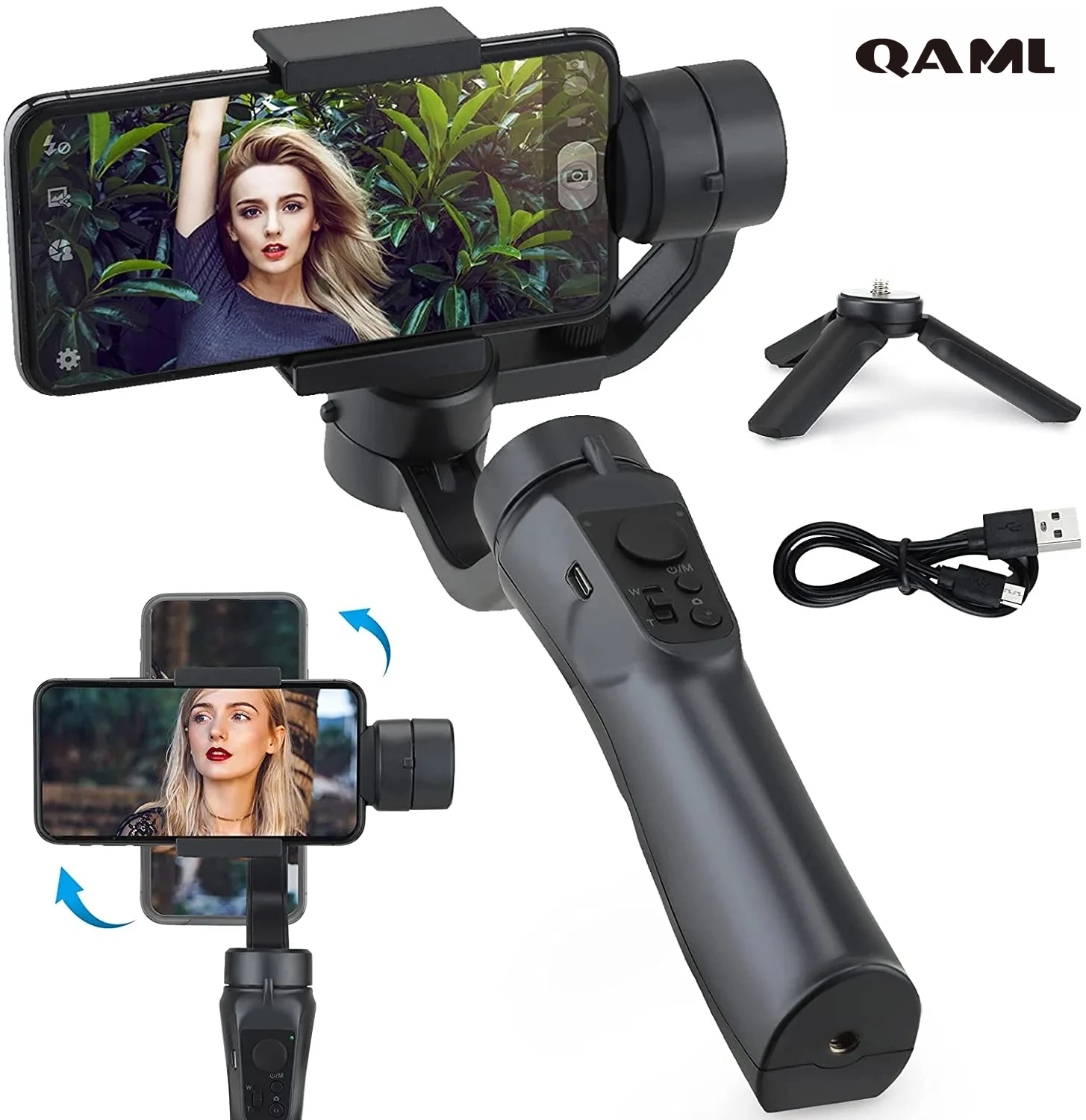 Imagem -03 - Eixo Handheld Gimbal Smartphone Estabilizador Celular para Iphone Android Gravação de Vídeo Suporte App Zoom Rastreamento de Rosto Qam-f6