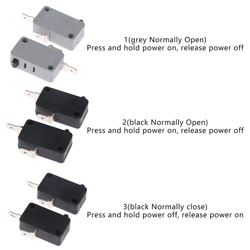 2Pcs KW16A 250VAC Microwave Oven Door Micro Switch Normally Open Switch High Quality