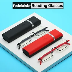 TR90 Presbyopia Glasses Men Anti Blue Light Reading Glasses Vintage Square Far-sight Eyeglasses Prescription Diopter with Case