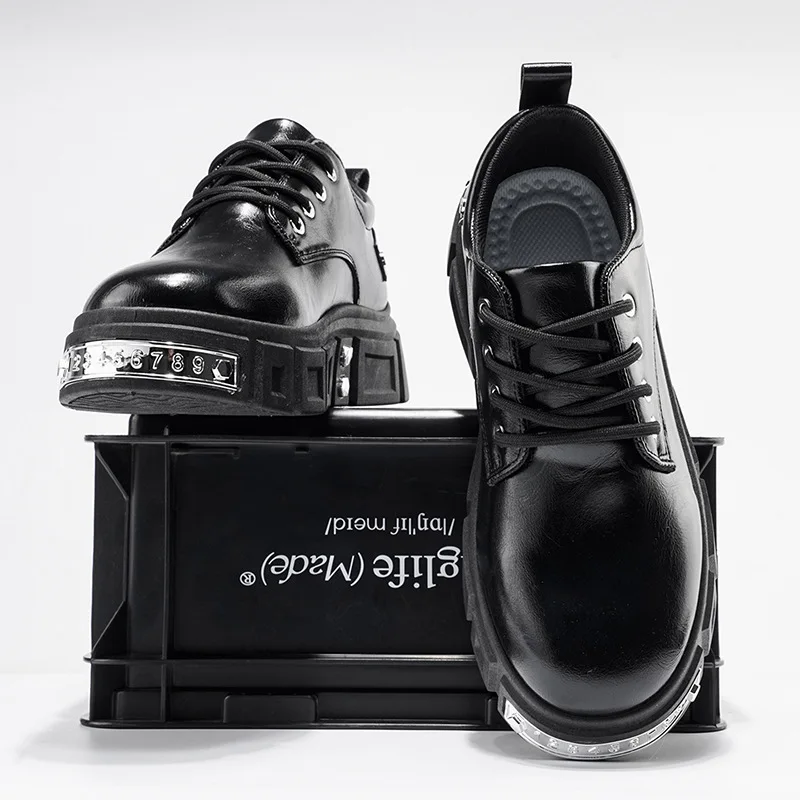 

2026 New Casual Men's Sneakers Fashion Comfort Leather Men's Shoes Designer High-end Black Derby Shoes for Men Zapatillas Hombre