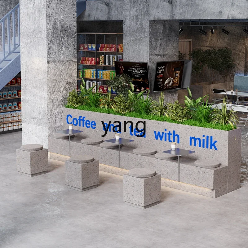 LTT commercial restaurant against the wall card seat sofa imitation terrazzo square pier table and chair flower bed combination