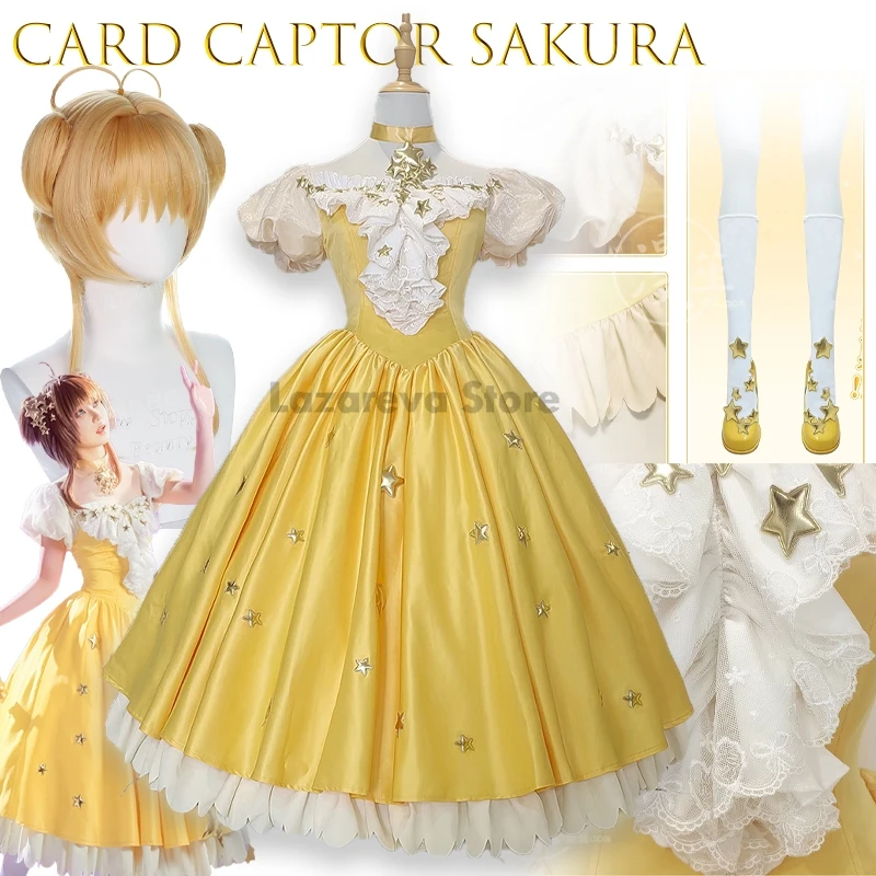 

LAZAREVA STORE Card Captor Sakura Sakura Kinomoto Starry Dress Stage Косплей Костюм Полный комплект платья для женщин и девочек Хэллоуин Lo