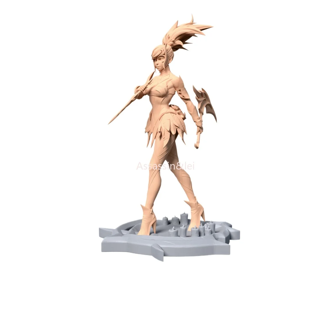 LOL Game animation peripheral figure The Rogue Assassin Akali 3D resin printing model unpainted white mold 1/12 1/18 1/24 1/43