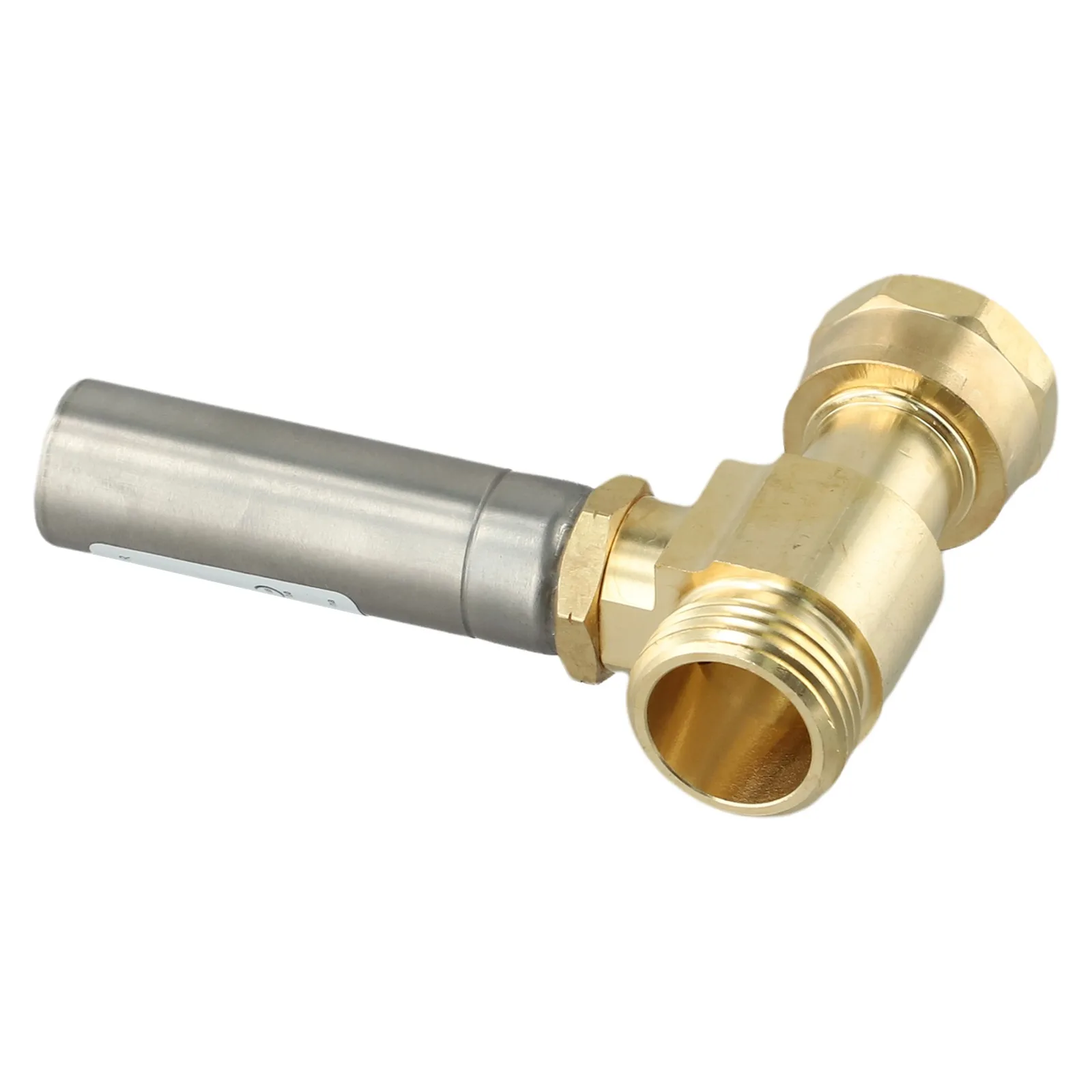 Edelstahl-Wasserhammerabsorber, 3/4 Zoll NH-Gewinde, Messing-T-Stück-Verbinder für Waschmaschinen, zur Geräuschreduzierung in der Sanitärinstallation. – Detail 3