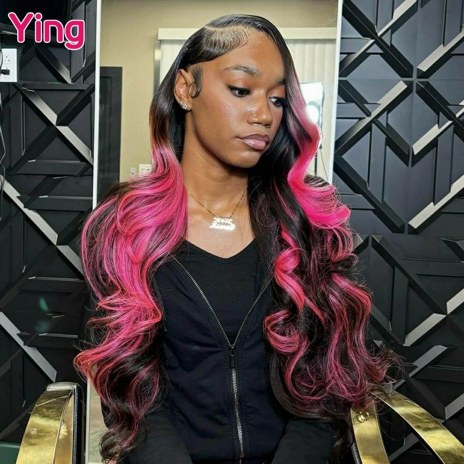 

30 36 Inch Highlight Pink 13x6 Lace Frontal Humar 200% Omber Red Colored 13x4 Transparent Lace Body Wave Frontal Wigs For Women