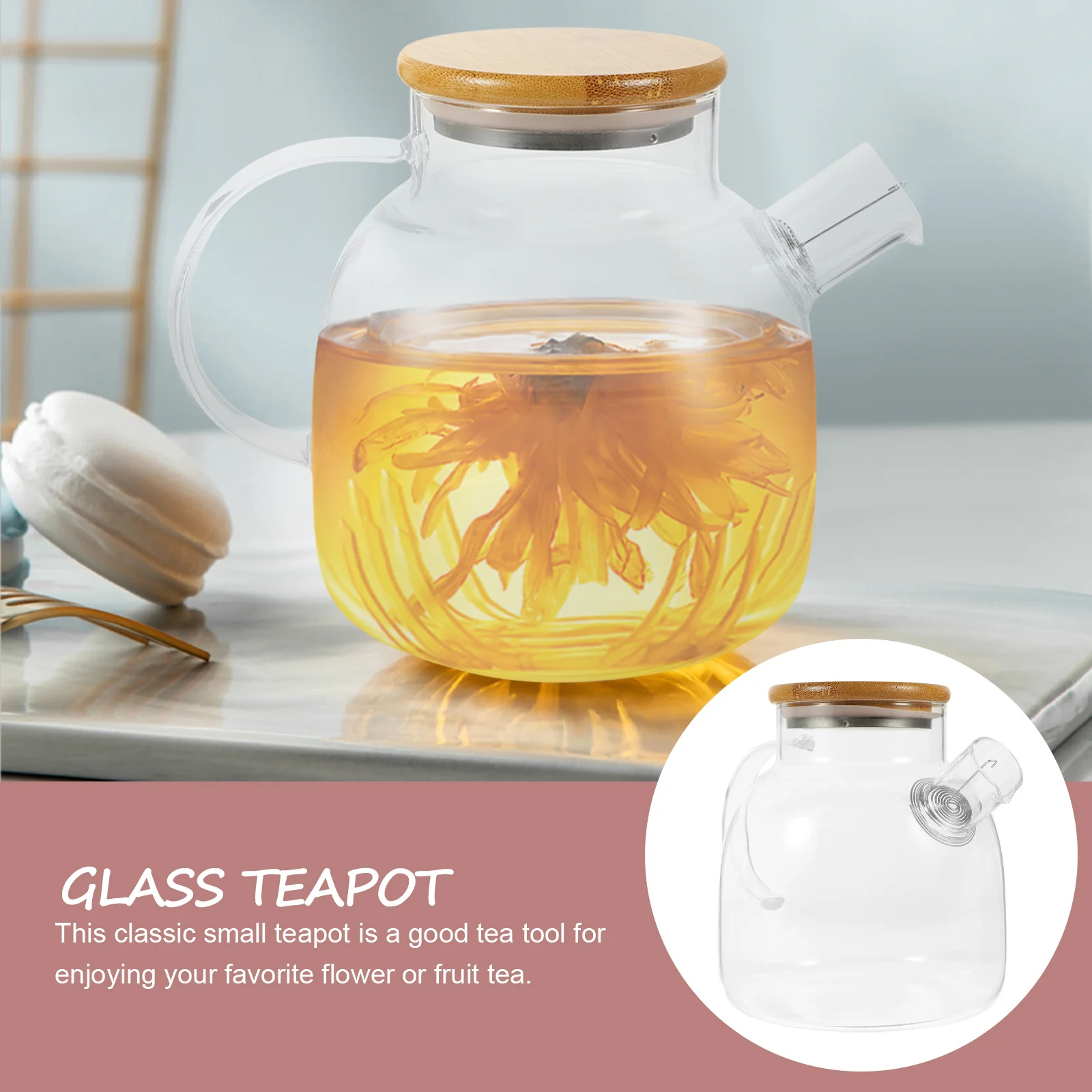 

Handmade Small Transparent Glass Teapot Tearoom Tea Kettle Clear Portable Household Flower Fruit Tea Pot Smooth Surface