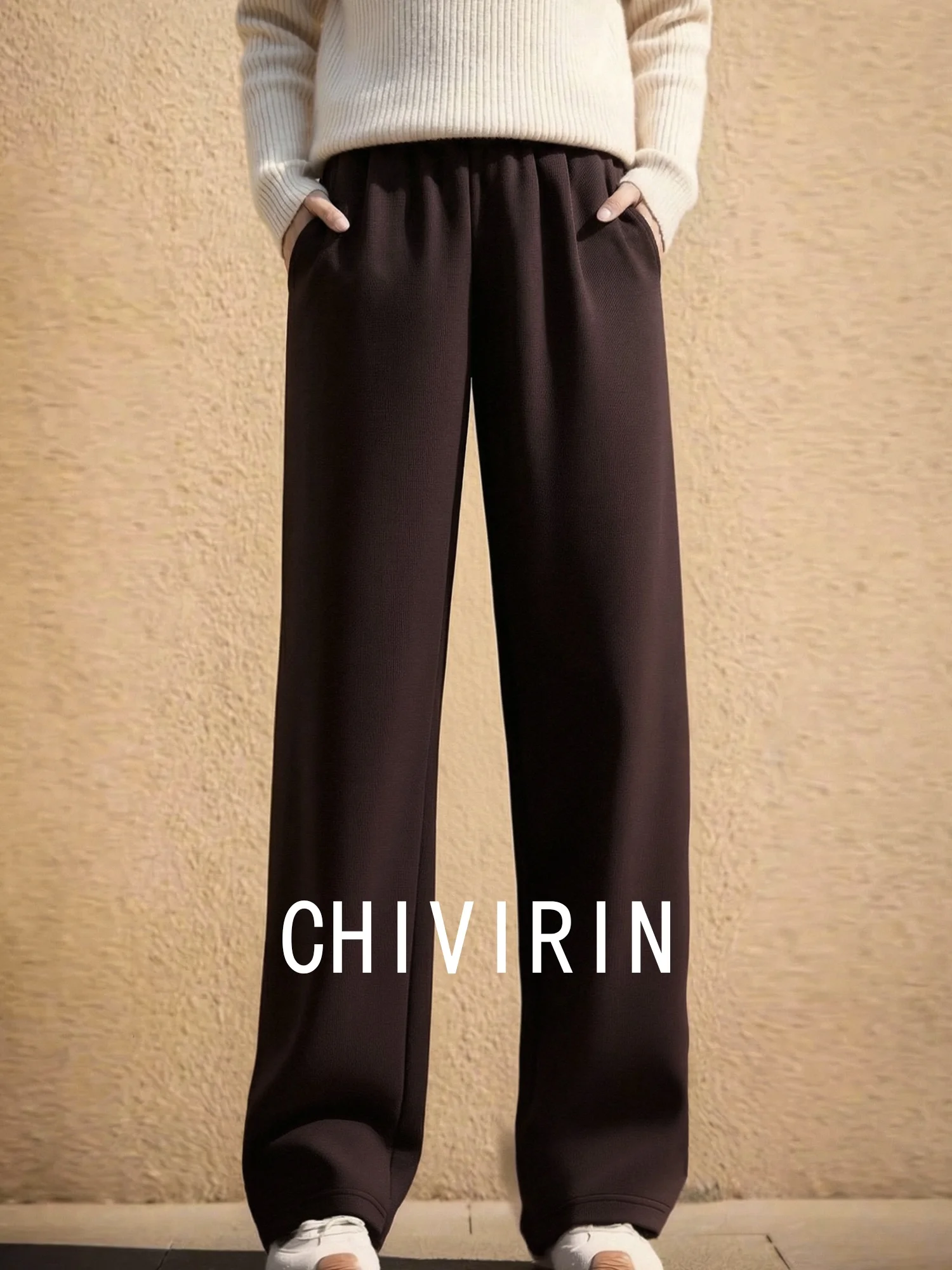 

Casual Straight Leg Pants Women's Autumn Winter New Sle Elastic Waist Commuter Sweatpants Long Pants Dra Versatile