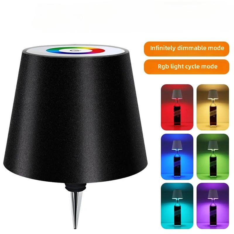 

Modern LED Plug-in Wine Bottle Lamp Wine Headlight RGB Restaurant Bar Bedroom Bedside Touch Charging Atmosphere Desk Lamp