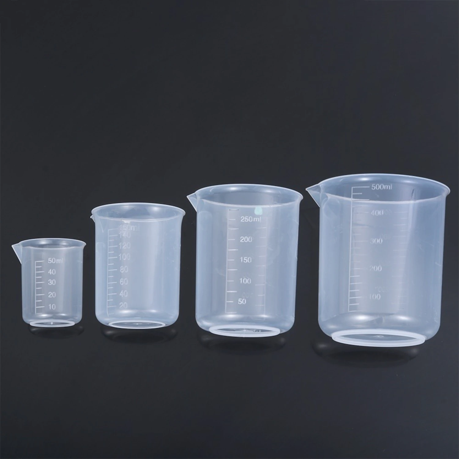 

4PCS Plastic Measuring Cups Set - Transparent Graduated Beakers for Laboratory, Kitchen, Water, Baking & Liquid Measurement Tool