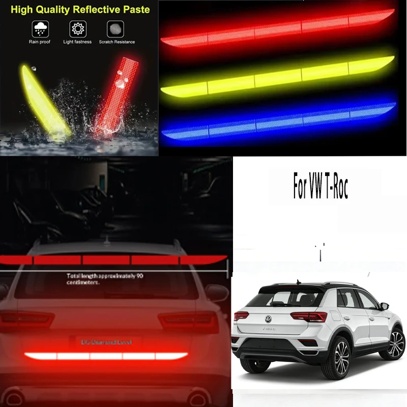 

For VW T-Roc 1pcs Reflective Warning Safety Tape-Car Trunk Anti-Collision