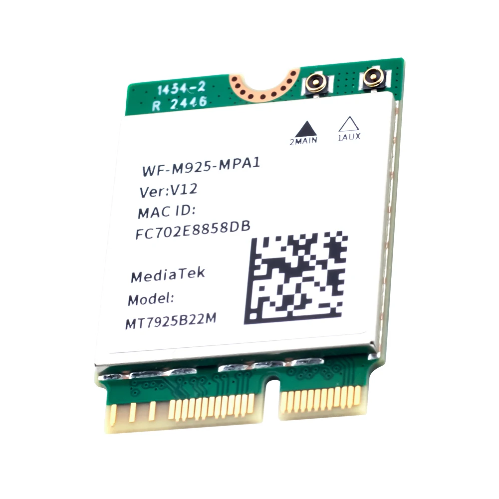 Wifi 7 mt7925 placa wi-fi sem fio bt5.3 802.11ax m.2 chave e 5400mbps ngff adaptador ethernet 2.4g/ 5g/6ghz para win11