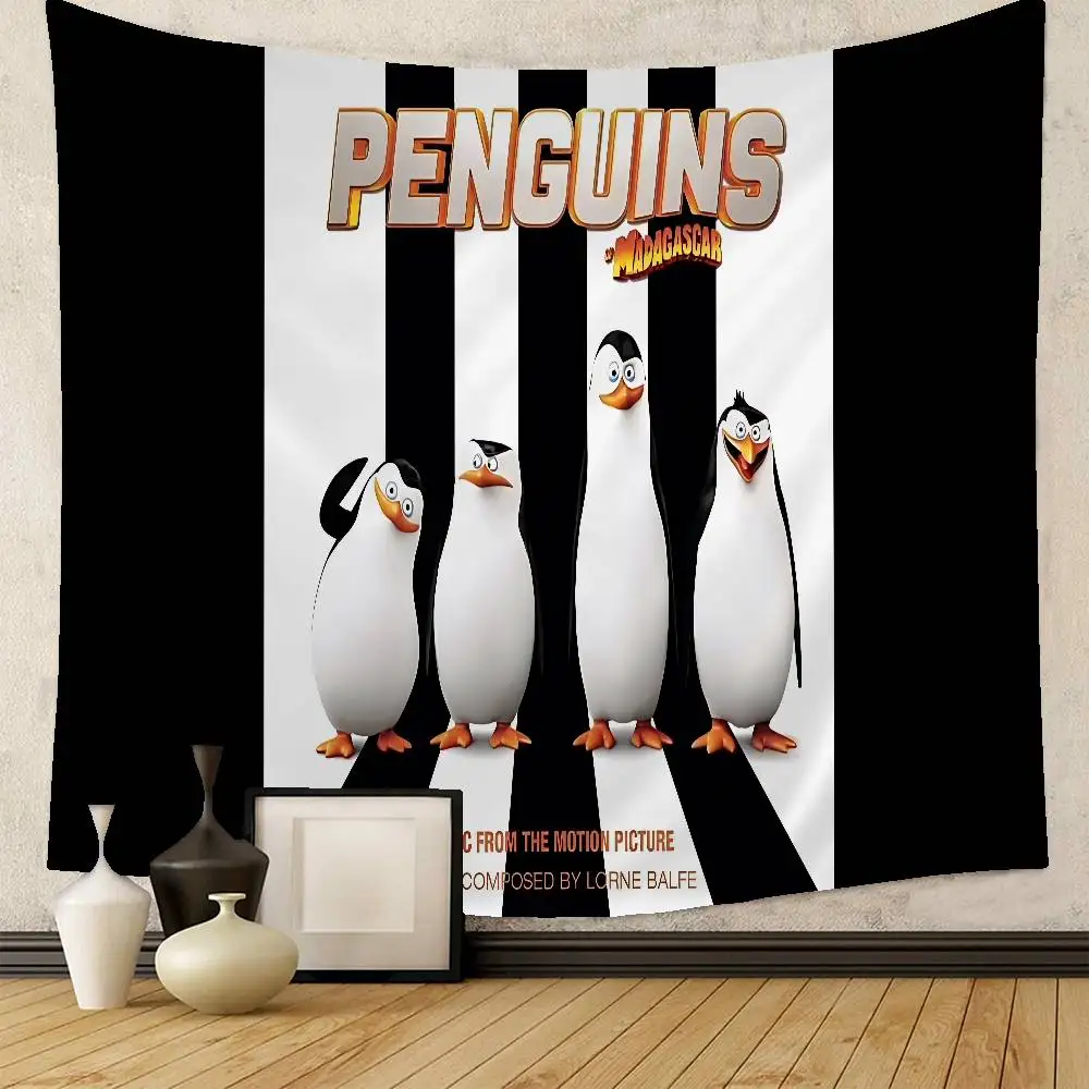Classic Anime The P-Penguins of M-Madagascar Printed Large Wall Tapestry Indian Buddha Wall Decoration Hippie Wall Art Decor