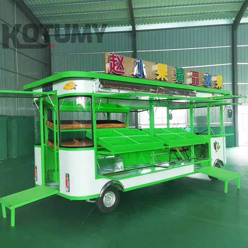 مخصص. متعددة الوظائف أربع عجلات الوجبات السريعة شاحنة فواكه الإفطار السوق الليلي كشك الشواء التجارية المتنقلة الغذاء Tr #6