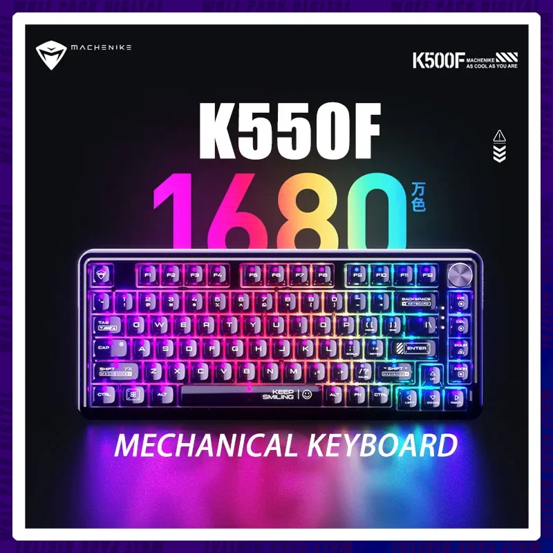 machenike teclado mecanico personalizado do jogo dos e esportes tomada quente transparente do rgb gaxeta do tres modo k500f 01