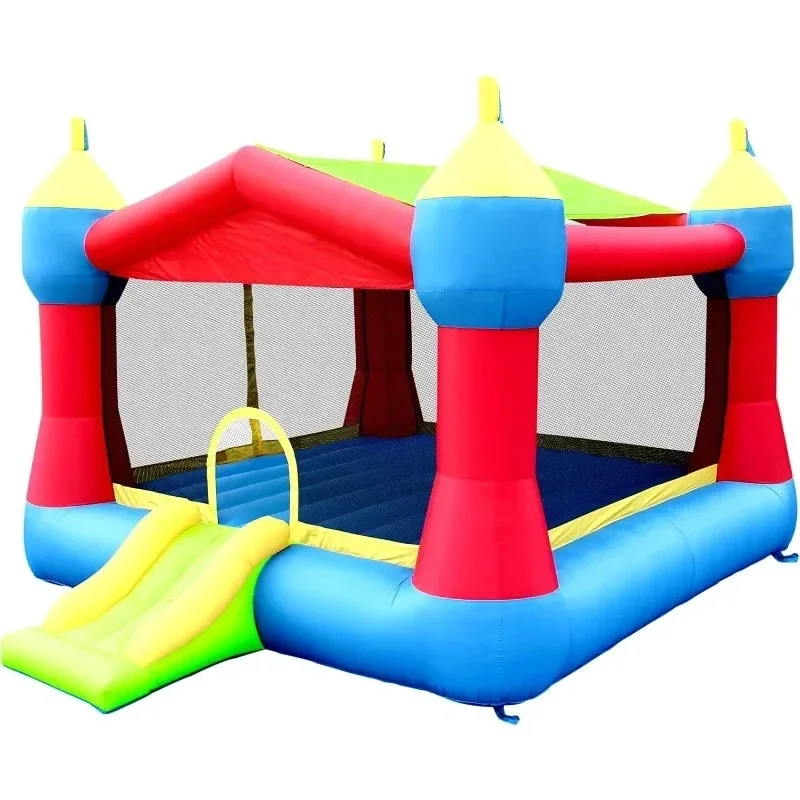 

Inflatable Party Castle Bounce House Bouncer, Basketball Hoop, Removable Sun Roof, UL Strong Blower included, Fun Slide