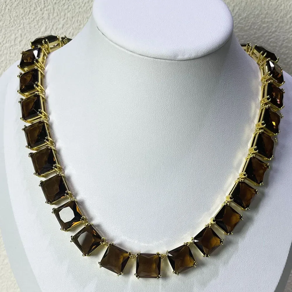 NONE Original 2025, Halskette, edles Schmuckset für Frauen, Wassertropfen, geometrischer Zirkon, Kristall, Halskette, Armband, Ohrringe, Schmuck 8