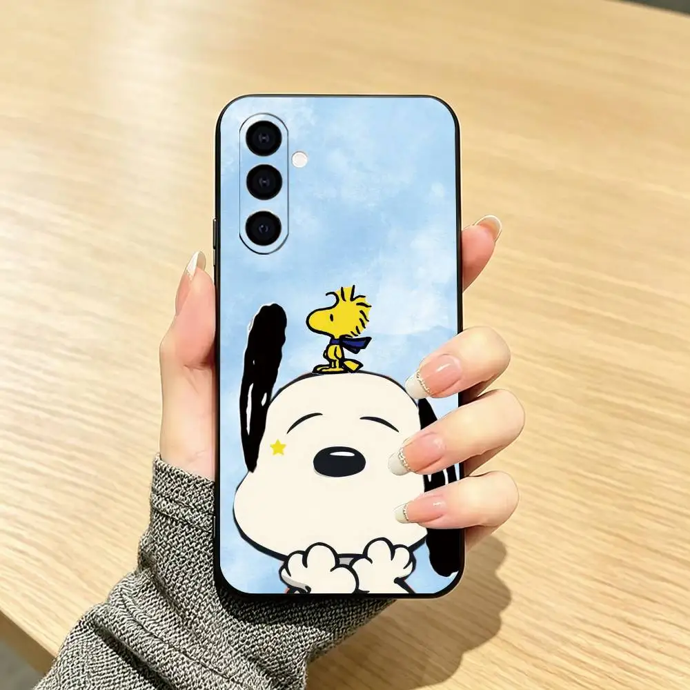 Cute S-Snoopys  Phone Case For Samsung Galaxy A73,A72,A71,A70,A53,A52,A51,Soft Silicone Black Cover