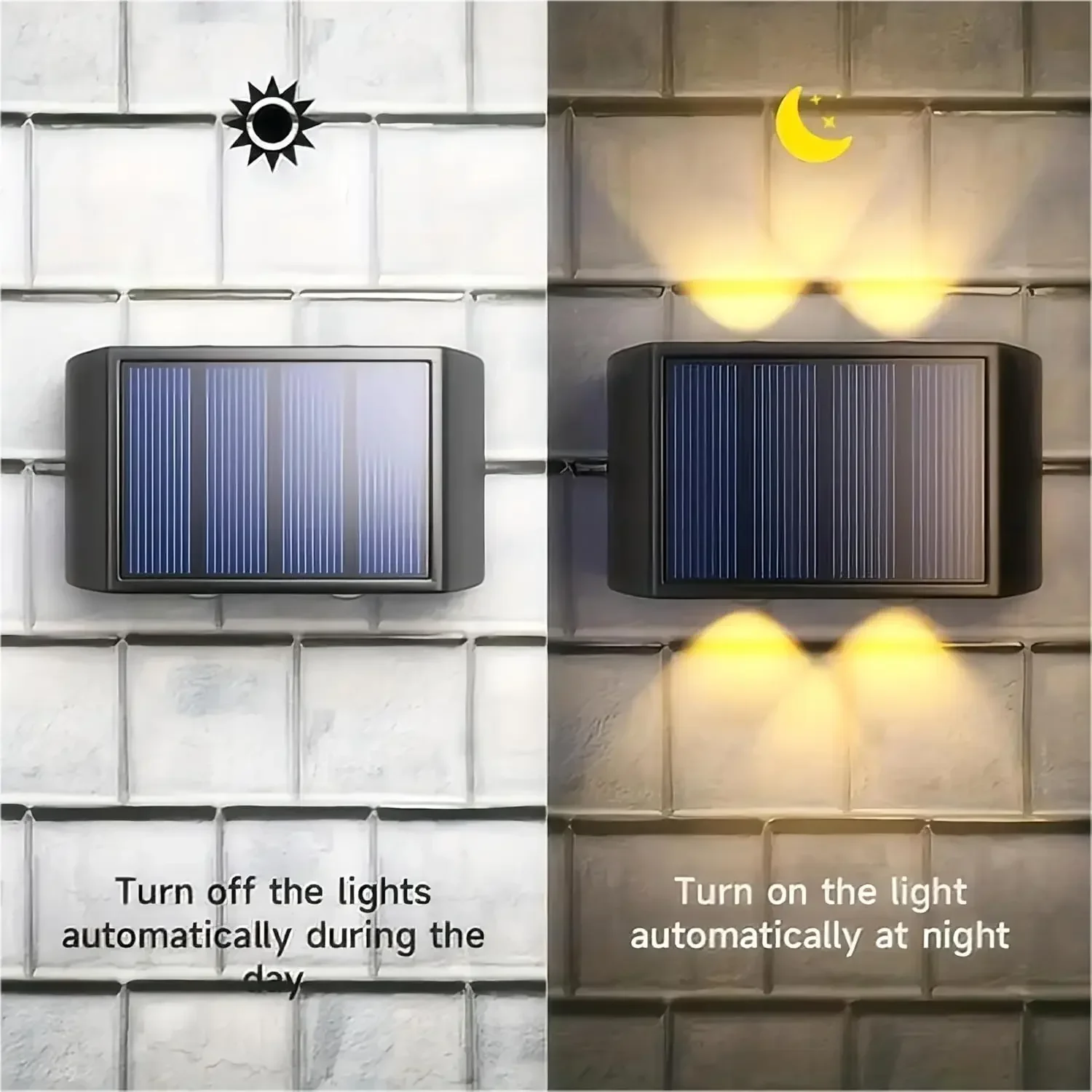 LED Solar Light Outdoor Waterproof Solar Wall Lamp Up and Down Luminous Lighting for Garden Fence Decor Solar Powered Wall Lamp image 4