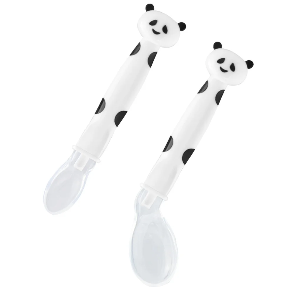 

2 Pcs Baby Spoon Infant Safety Spoons Feeding Weaning Kid Silicone for Rice Paste