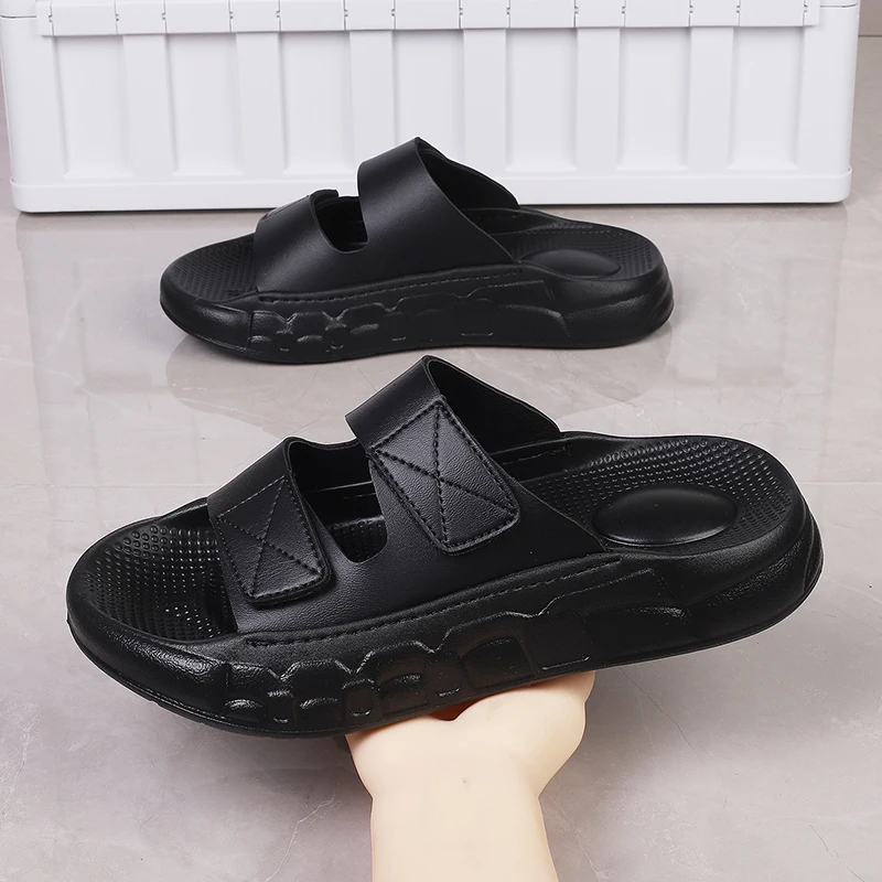 Zapatillas para hombre, ropa de abrigo de verano, zapatillas informales ajustables con velcro reversible, chanclas ligeras para deportes al aire libre con suela blanda