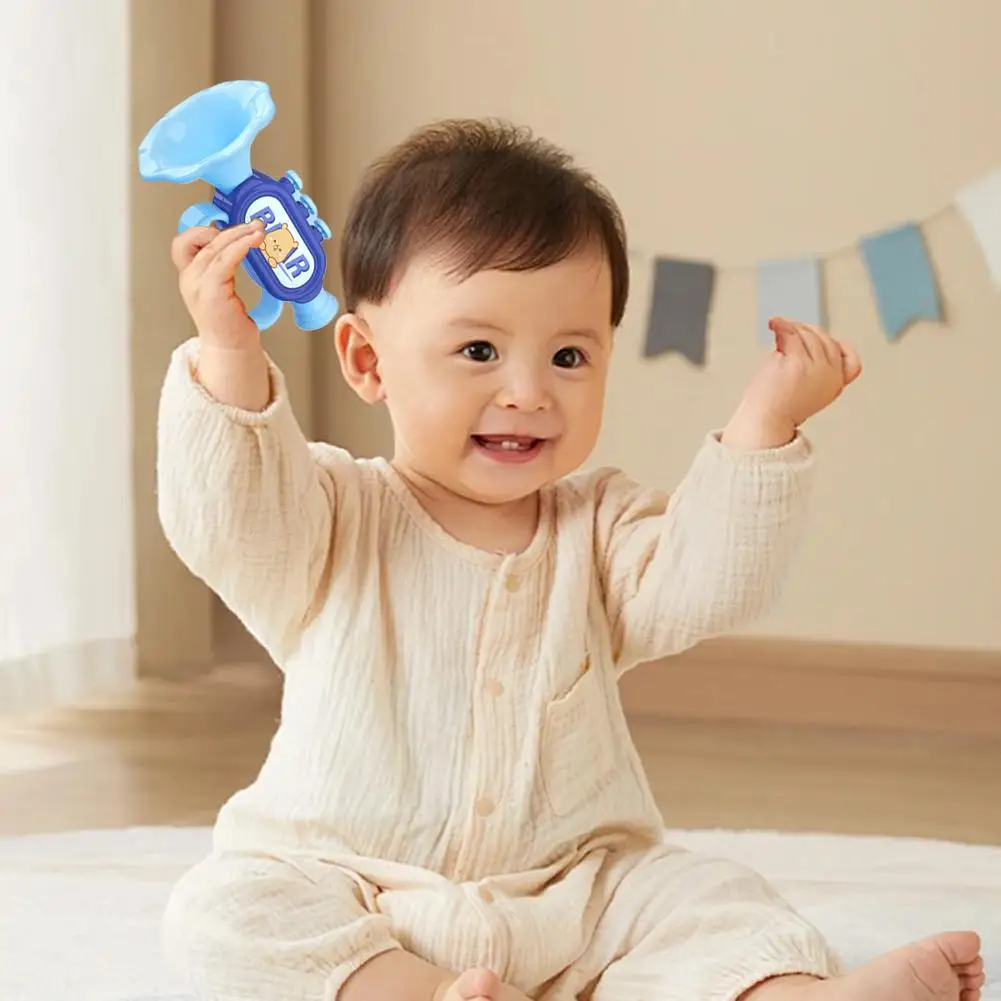 بوق صغير أزرق/وردي [مع حبل] صفارة هارمونيكا ممتعة للأطفال بعمر 0-1 سنة، آلة موسيقية خاصة للرضع