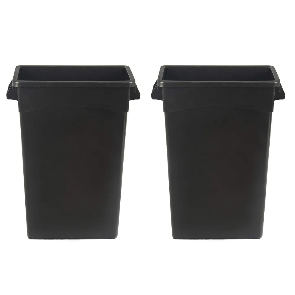 

Rectangular Commercial Slim Trash Can, 23 GALLON (Pack of 2), Black (Previously AmazonCommercial brand)