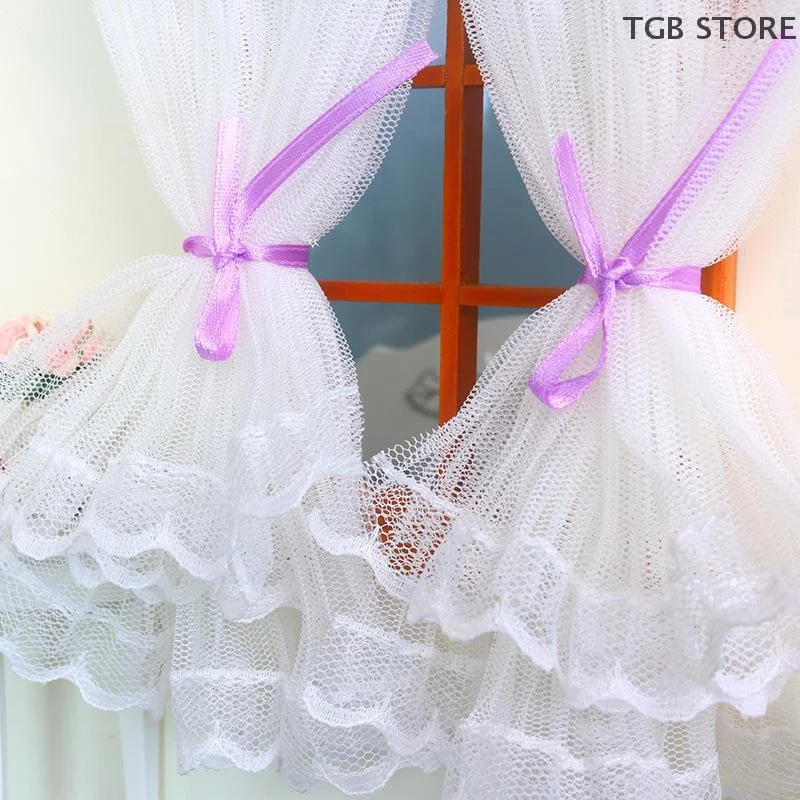 1/12 Lace Curtains Model Dollhouse Bedroom Living Room Decoration Dolls House Furniture Accessories Micro Scene Decor