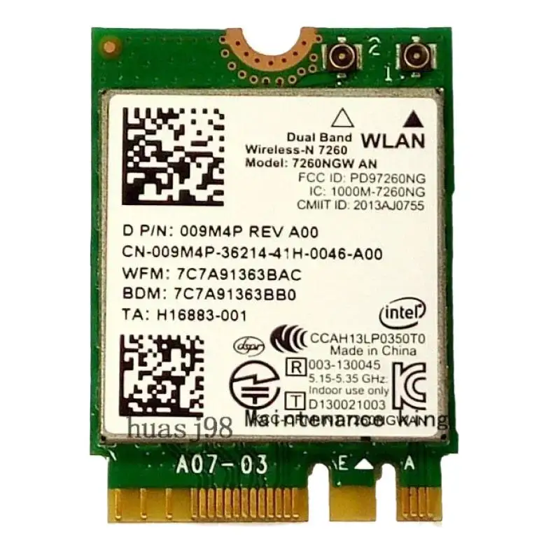 FOR도매 Intel 듀얼 밴드 Wireless-N 7260 AN 7260NGW NGFF 2.4G/5의 새로운 기능. 0Ghz 802. 블루투스 호환 BT4.0 300Mb용 11AN