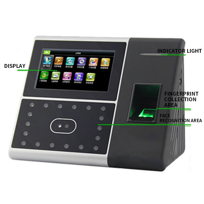 آلة الحضور ببصمة الإصبع والوجه iFace302 TCP/IP آلة الحضور الإنجليزية بصمة التعرف على الوجه