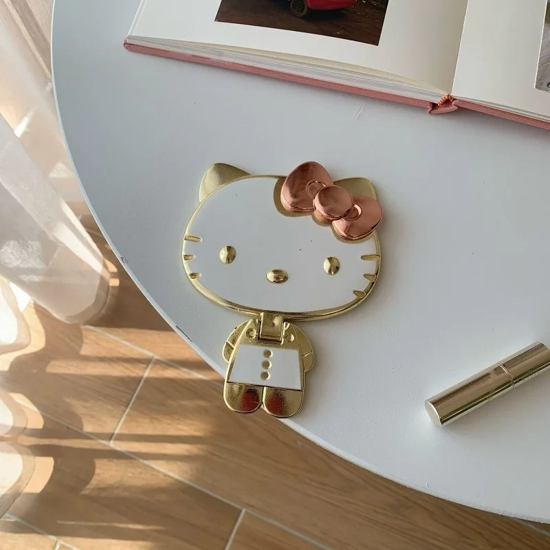 Anime Hello Kitty opvouwbare spiegel voor vrouwen Handheld Kawaii Cartoon 3D opvouwbare spiegel Outdoor draagbare make-upspiegel