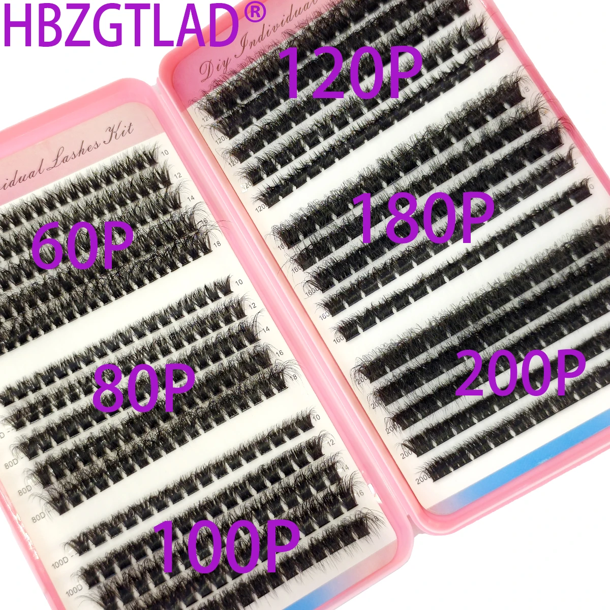 HBZGTLAD Neu 10D-200D Flauschige, dicke Wimpernverlängerung, Volumen-Mix-Tray, Faux-Nerz-Wimpern, Cat-Eye-Wimpernverlängerung, Make-up ﻿